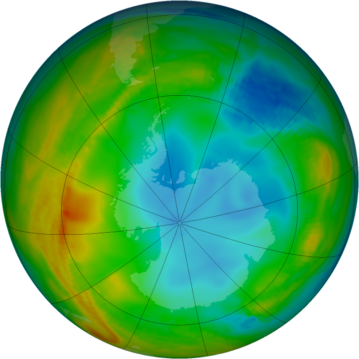 Antarctic ozone map for 05 July 1984